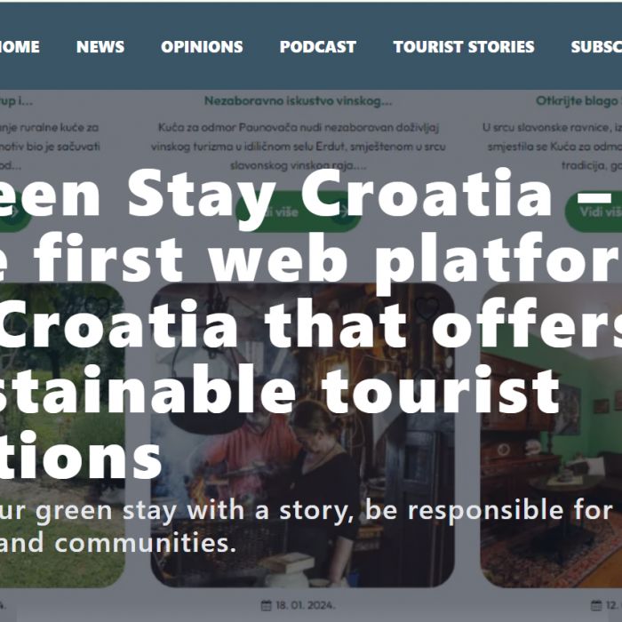 HrTurizam - Green Stay Croatia – the first web platform in Croatia that offers sustainable tourist options