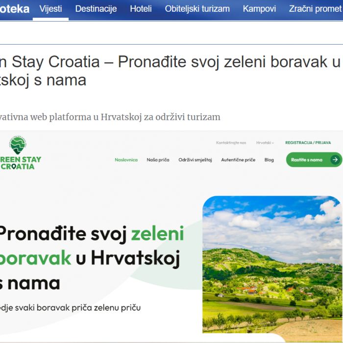 Turizmoteka - Green Stay Croatia – Prva inovativna web platforma u Hrvatskoj za održivi turizam