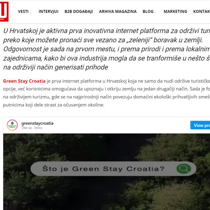 TU magazin - Green Stay Croatia