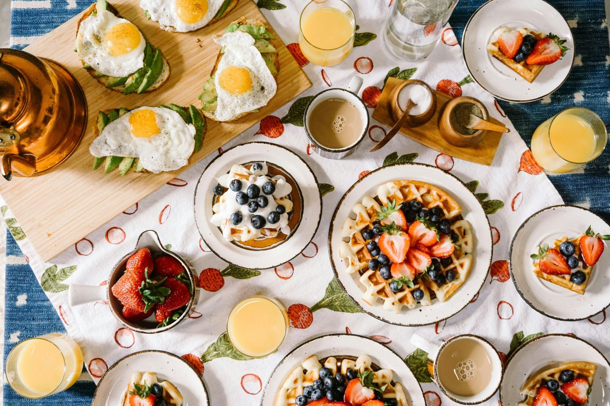 Local family farm (OPG) products on the breakfast table 